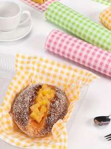 50 pièces/100 pièces Papiers de cuisson à carreaux de couleur aléatoire, Dessert Decor Pads, Papiers sulfurisés convenant aux sandwiches, hamburgers, frites