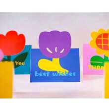 Ti invio un fiore, tulipani, girasoli, biglietto da visita per negozio di fiori, biglietto d'auguri pieghevole 3D per San Valentino, biglietto d'auguri per la festa della dea