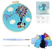 1 Set Balloon Pattern Punch Needle Kits Easy For Beginners Diy Punch Needle Yarn Starter Embroidery Set For Craft Home Decor 7.87*7.87inch - Multicolor - View 9