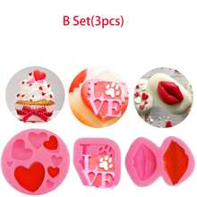 3pcs/6pcs Heart/Bear Silicone Mold For Fondant, DIY Wedding Cupcake Cake Silicone Mold, Chocolate Gummy Mold, Candy Resin Mold, Cake Decorating And Baking Supplies