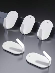 5pcs Hooks, No Drilling Required, Suitable For Bathrooms, Toilets, Kitchens, Bedrooms, No-Drill Wall Hooks, Multi-Functional Hooks, Can Hang Clothes, Towels, Bathrobes, Bathroom Supplies - Multicolor - View 9