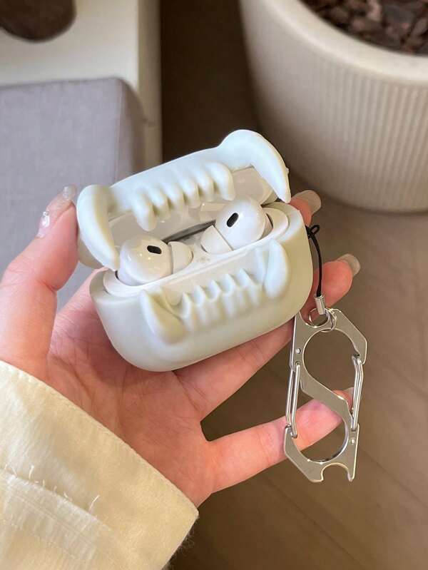 Saber Tooth Tiger Teeth Shaped Silicone Wireless Headphone Case Compatible With Apple Earphone Case 1/2/3/4/Pro/Pro2(Nd)/Pro(3rd)