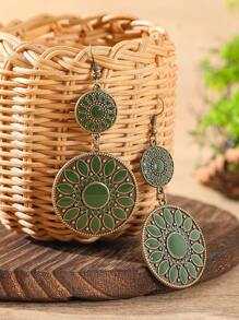 TopHanqi Conjunto de 6 pares de brincos vintage femininos, brincos circulares geométricos com gotas de óleo e cores boêmias, vários estilos e designs, adequados para o dia a dia, viagens, festas, todas as estações