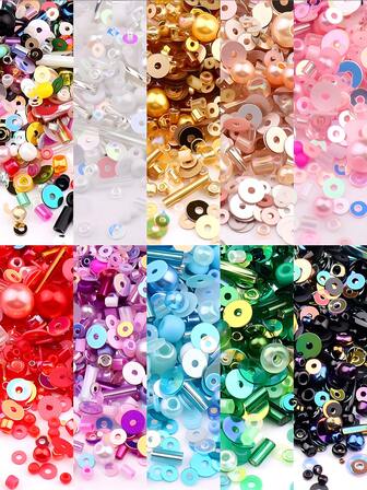 10g blandade färgade glaspärlor och PVC-konstpärlberlocker - DIY lösa pärlor med hål för smyckestillverkning, hantverksmaterial och kläddekorationer