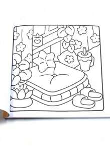 1pc 52Page Hygge Place Coco Coloring Book For Adults And Kids, Bold And Easy, Simple And Big Designs For Relaxat [ Hand Drawn Must-Have ]Hygge Place Drawing Coloring Book With Zero Foundation Copying, Stress Relieving Graffiti