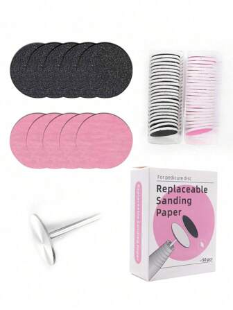 Sandpaper Discs With Metal Nail Drill Bits, Foot File Drill Bits For Callus Removal, Replacement Sanding Discs For Foot Care, Cuticle Drill Bits For Pedicure