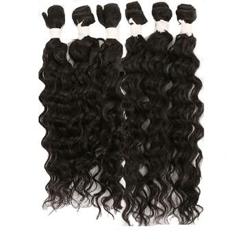 6PCS Curly Hair Synthetic Braided Hair Braided Bunches Natural Hair Bunches Extend Natural Black Synthetic Wigs And Women's Hair Waves 6 Bunches For Daily Wear