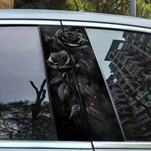 Calcomanías para auto con rosas negras, pegatinas PVC para el pilar B, adhesivas, resistentes al agua y a los arañazos, con diseño floral fantástico y acabado semibrillante para superficies de vidrio/metal/plástico/cerámica/madera