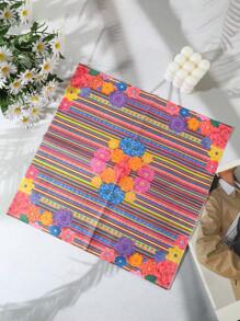 48pcs 33*33cm/12.99*12.99in Disposable Paper Napkins, Colorful Flower Pattern Mexican Theme, Suitable For Various Theme Parties And Daily Use