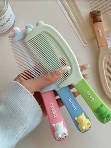 1pc Cute Mini Comb, High-Quality Direct Hair Smoothing Comb For Girls, Anti-Static Portable Ponytail Comb For Long Hair - Multicolor - View 4