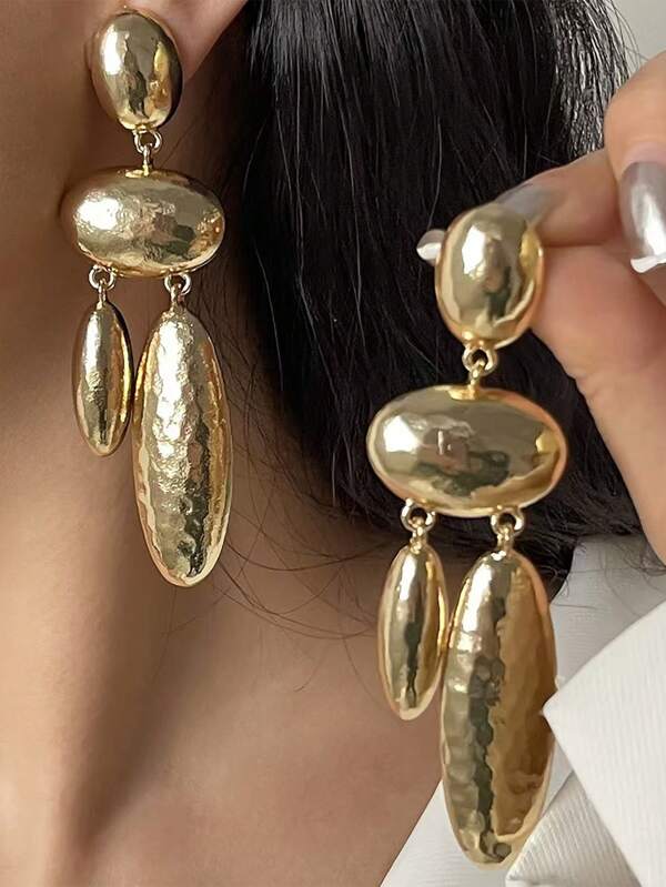 1 Pair Luxury Alloy Long Bohemian Style Earrings, Elegant French Palace Fashion, High-End Quality, Ideal For Festivals, Parties, Daily Wear, Best Gift For Friends & Colleagues