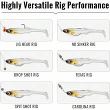 Señuelos Vinilo Pre-Rigged Jig Head Swimbaits Lubina Camarón Suave Cebos Pesca Calidad Agua Dulce Salada - H-2.5 pulgadas, 0.8 onzas, 12 piezas - Ver 2