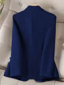 HOMEYEE Plus Size Women Jacquard Pattern Lapel Collar Long Sleeve Pocket Vintage Elegant Casual/Business/Office Blazer Coat, Spring Autumn Winter