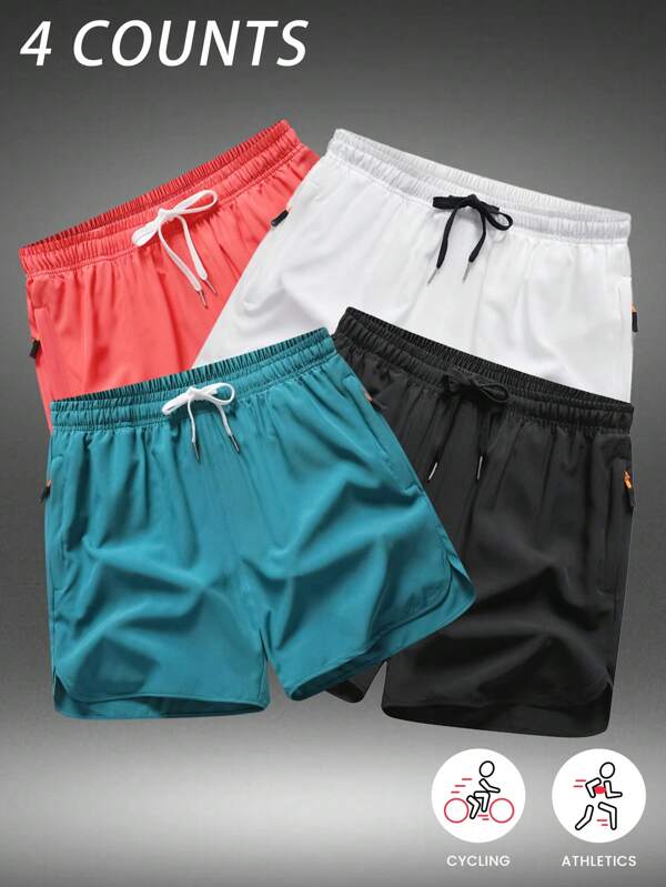 Set de 4 piezas de pantalones de verano para hombre: Pantalones de seda de hielo, pantalones cortos de secado rápido, pantalones de fitness de 3/4 con estiramiento.