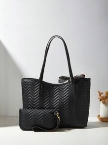 Set de 3 piezas para mujer que incluye: pañuelo, bolso de mano, bolso de hombro y cartera con diseño acolchado