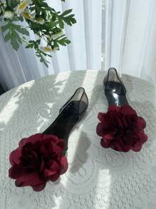 Jelly Flower Sandals For Women, Peep Toe Transparent Plastic Non-Slip Flat Shoes, Fashion Korean Style Casual Shoes, Spring/Summer