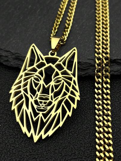 2024 Fashion Wolf Animal Stainless Steel Necklace For Women/Men Silver Color Pendant Necklace Jewelry