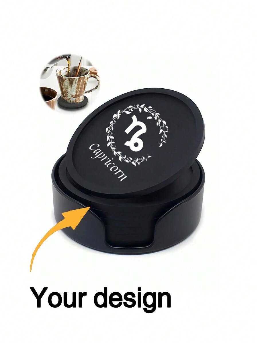 Customized Black Silicone Cup Coaster, Heat-Resistant Glass Coaster, Coffee Table & Bar Furniture Protective Pad, Great Christmas Holiday Gift