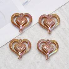 5pcs Acrylic Heart Shaped Double Hole Pendant, Colorful Creative Decorative Accessories For Home, Party, Wedding And More