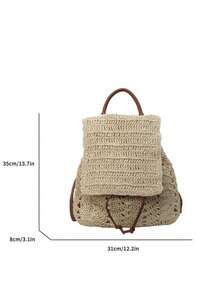 New Fashionable Design High-Quality Drawstring Woven Fabric Chic Shoulder/Crossbody/Backpack, School Backpack - Beige - View 11