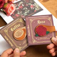 1 Pc Leather Bookmark, Classic Stitched Bookmark, Magnetic Bookmarks With Leather Rope, Page Markers Reading Non-Slip, Planner Accessories Supplies Rose & Coffee For Women, Men, Book Lovers, Readers, Teacher Appreciation Gifts, Birthday Presents,School Supplies,Back To School