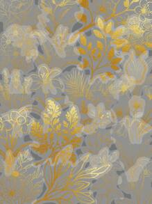 YWWBLD 50pcs Gold Textured Botanical Stickers Pet Material Transparent Stickers For Laptop Notepad Cover Room Decoration Diy Creative Stickers