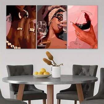 Juego de 1 pieza/3 piezas Pintura mural vintage con retrato femenino sexy, apta para dormitorio, oficina, sala de estar, cafetería, bar, decoración de pared, hogar y decoración de salón de clase, sin marco/con marco