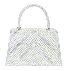 Girly Handbags Womens Beaded Diamante Handheld Bag - Silver - View 4