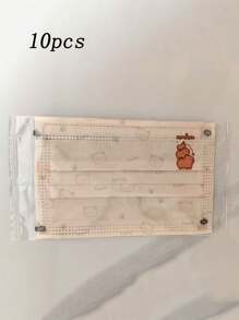 10pcs Disposable Capybara Cartoon Face Masks, 3-Ply Non-Woven Fabric, Comfortable Breathable, Individually Packaged, Suitable For Outdoor Use, Fashionable Accessory, Dust And Allergy Protection