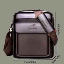 Men's Professional Shiny Leather Messenger Bag, Suitable For Business Travel, Men's Fashion Black Synthetic Leather Crossbody Bag - Adjustable Strap, Multi-Compartment Business Casual Shoulder Bag With Embossed Dinosaur Logo, Suitable For Office Use, Multi-Function Messenger Bag | Men's Fashion Accessory | Metal Zipper Trim Mini Bag Small Bag Purse Small Bag For Men Retro Bag Body Bag For Men Side Bag