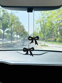 Cute Bow Tie Car Pendant, Decorative Rearview Mirror Hanging Ornament, Polka Dot Bow Tie Car Accessory (Polka Dot Bow Tie Is Single-Sided)
