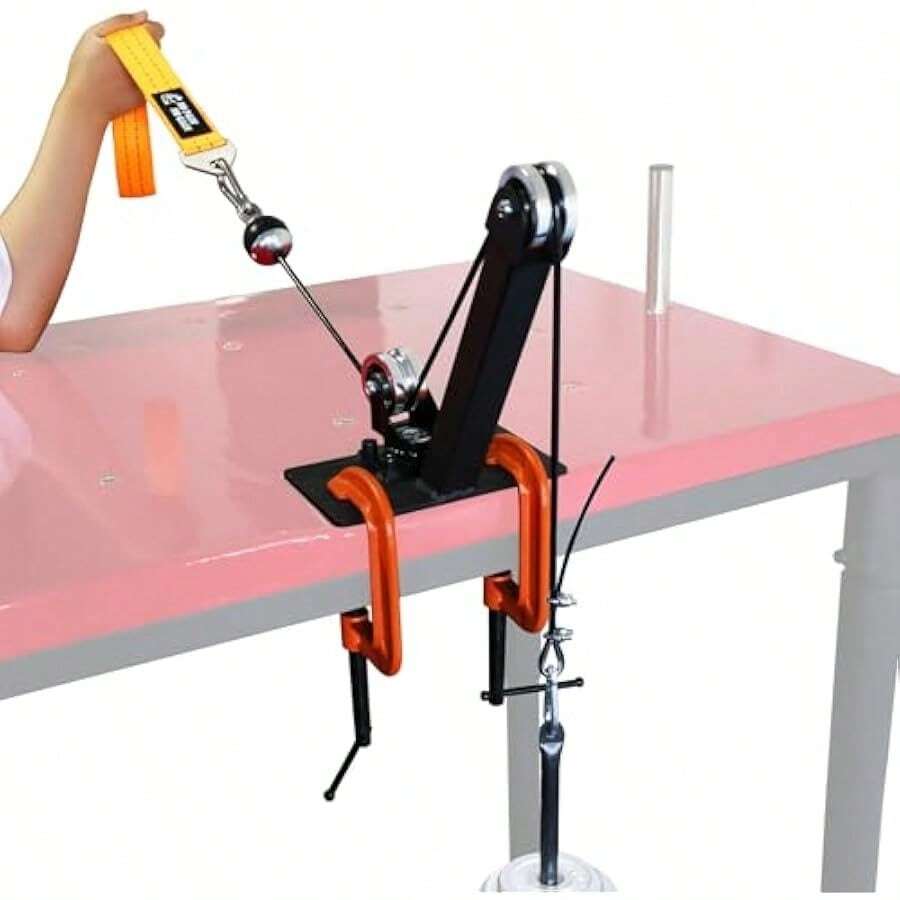 Arm Wrestling Desktop Training Pulley System Profional Equipment Kit Wrist And Forearm Enhancer With 1.5m Adjustable Cable Aluminium Rotating Pulleys Loading Pin And Training Strap - ‎PulleySet - View 1