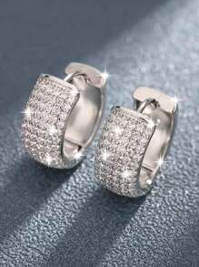 1 Pair Fashionable & Full Crystal Stud Earrings For Men, Jewelry Accessories For Holiday Gathering