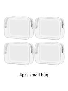 4/3/2/1 pieza(es) Bolsas de aseo de moda y sencillas para hombres y mujeres, bolsas cosméticas transparentes y impermeables del tamaño de un cuarto de galón para viajar, adecuadas para ambos géneros, se pueden llevar a bordo de aviones y regalar