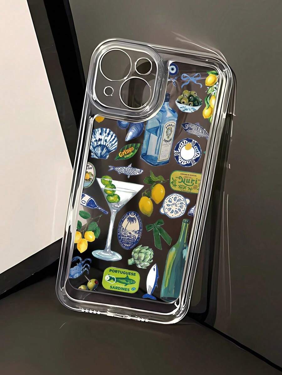 Funda para teléfono Vacaciones 1 pieza Patrón fresco de verano Cubierta completa Funda para teléfono transparente TPU antihuellas Compatible con funda para phone 1/12/12 Pro/12 Pro Max/13/13 Pro/13 Pro Max/14/14 Pro/14 Pro Max/15/15 Plus/15 Pro/15 Pro Max 1 pieza