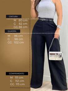 Calça Pantalona Alfaiataria Anastácia Feminino Cintura Alta Com Bolso