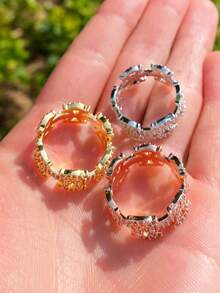 DUBSS 1 Piece Iced Out Ring For Men Prong Setting Real Copper Hip Hop Jewelry - Ring - View 7