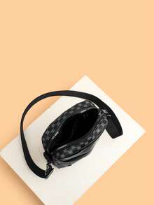 New Men's Casual Versatile Shoulder Bag, Crossbody Sling Backpack, Travel Organizer Bag, Printed Design - Navy Blue - View 9