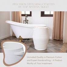 26 X 20 Tall Extra Large Storage Basket With Lid Cotton Rope Storage Baskets Woven Laundry Hamper With Cover Cloth Storage Bin For Clothes Blanket In Living Room All White - AllWhite - View 5