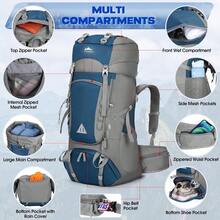 60L Hiking Backpack With Rain Cover Waterproof Large Camping Rucksack Backpacking Backpack Lightweight Trekking Walking Backpack Travel Rucksack For Outdoor Sports - Blue - View 3