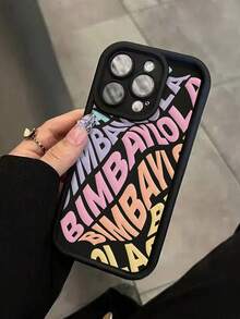 Letter Embossed Shock-Absorbing Thick Simple Fashionable Black Phone Case Compatible With IPhone 16/15, Colorful Painting IPhone 15 Pro Max, Apple IPhone 13/14 Pro, Soft Protective Cover For IPhone XS/XR/7P/8P/12/13/14 Pro Max Waterproof Anti-Fall Scratch Resistant