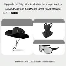 1pc Western Cowboy Hat With Wide Brim Set, Sun-Shading, Quick-Drying, Breathable Face Mask, UV Protection For Women, Suitable For Hiking, Fishing - Black - View 14