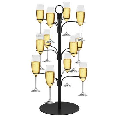 Cocktail Tree Stand For Drinks Champagne Tower Wine Glasses Holder, 3 Tier 12 Holders, Bar Home Drinks Tree Display Suitable For Gin, Cocktails, Champagne, Wine