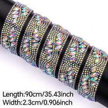 Motivo de cristal con strass AB que se fija con calor de 90cm (35.43 pulgadas) - Cinta de piedras de cristal brillante para planchar en prendas, bolsos, vestidos de novia, decoración del hogar y manualidades DIY - Ancho de 1.6/1.7/2.3/2.5cm (0.63/0.669/0.906/0.984 pulgadas)