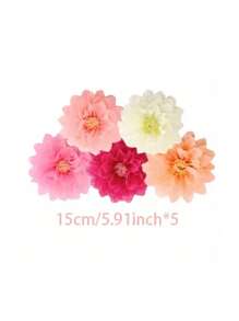 5 pièces/Set Kit de décoration de fleurs en papier colorées de carnaval, fleurs en papier multicolores pour créations géantes en papier. Convient pour mariage, anniversaire, baby shower, fête, Nouvel An, décoration de fenêtre, toile de fond intérieure/extérieure, décoration murale de photomaton, centres de table de mariage