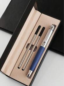 重磅奢华PU银色皮革滚珠笔金属圆珠笔橡胶广告促销礼品签名滚珠笔和圆珠笔返校