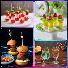 100/50/20pcs Cocktail Decoration Picks, 4.7 Inch Bamboo Cocktail Skewers, Suitable For Desserts, Cakes, Sandwiches, Cooked Meats, Fruit Sushi Decoration, For Birthday, Wedding, Graduation Cocktail Party, Outdoor Beach Pool Party, Carnival, And Daily Home Use