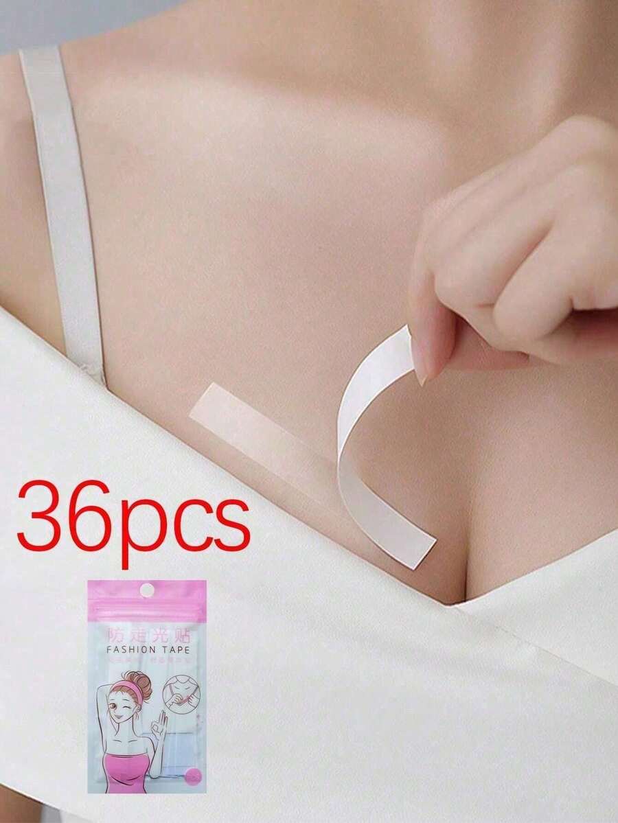 时尚双面胶带，适用于衣服，强力粘性透明身体胶带，亲肤透明胶带，36条装