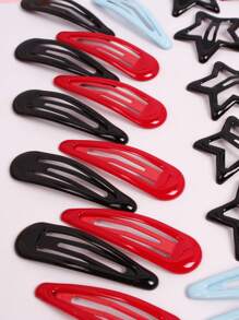 10pcs/Set Women Girls Red/Black/Blue Colored Metal Star Hairpins For Daily Use, Cute Star Hair Accessories Set Street Hair Clips Claw Clips Hair Slide Hair Barrettes