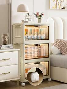 1pc (45cm/17.71in-60cm/23.6in) Wide Collapsible Storage Cabinet, Flip-Top With Magnetic Door And Wheels, Large Capacity Storage Organizer For Clothes, Blankets Etc. - Ideal For Home, Bathroom, Office Or Holiday Gift, Bathroom Storage Cabinet | Rustic Decor Cabinet | Durable Storage Organizer, Closet Storage And Under Bed Storage